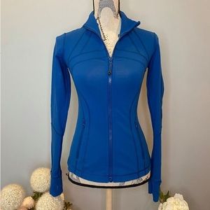 Women’s Royal Blue “On The Move” Slim Fit Jacket With Front Zipper.